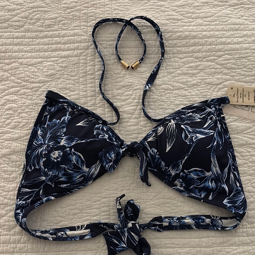 Tommy Bahama Navy Reversible Halter Swim Bikini Top 👙